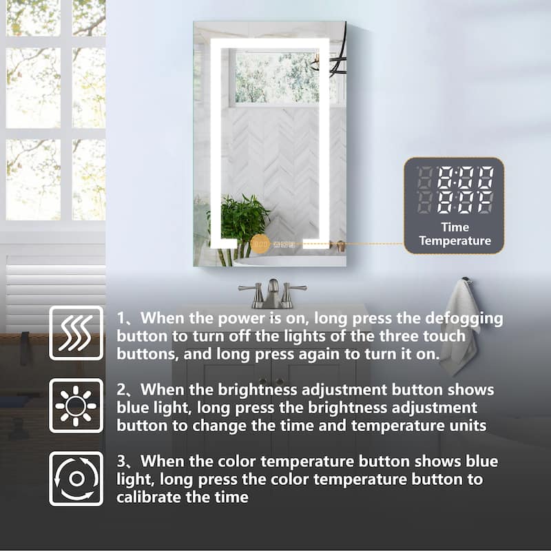 32"H Recessed or Surface Mount LED Medicine With Clock